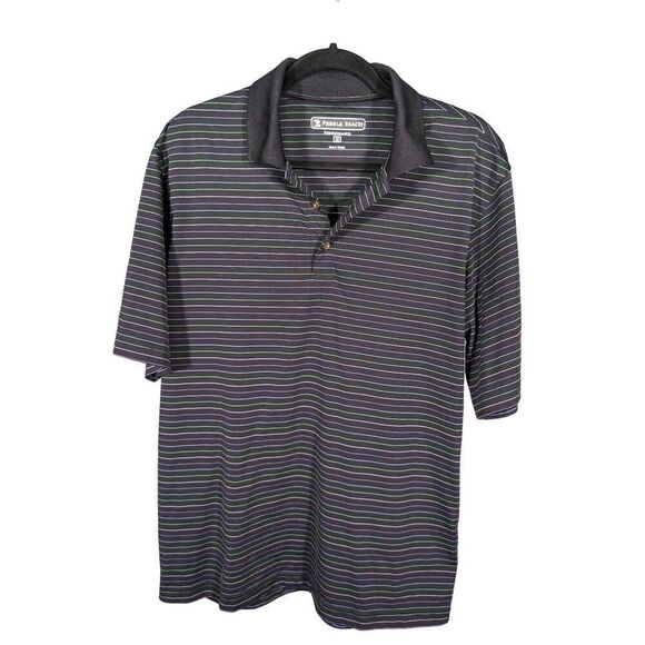 Pebble Beach Polo Shirt Gray Striped Dry Luxe Performance Short Sleeve  Men's Me - Picture 1 of 4